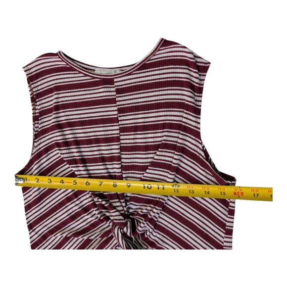 Vtg Adara Women’s Maroon Red & White Striped Sleeveless Twist-Front Top, Size L - Picture 4 of 8